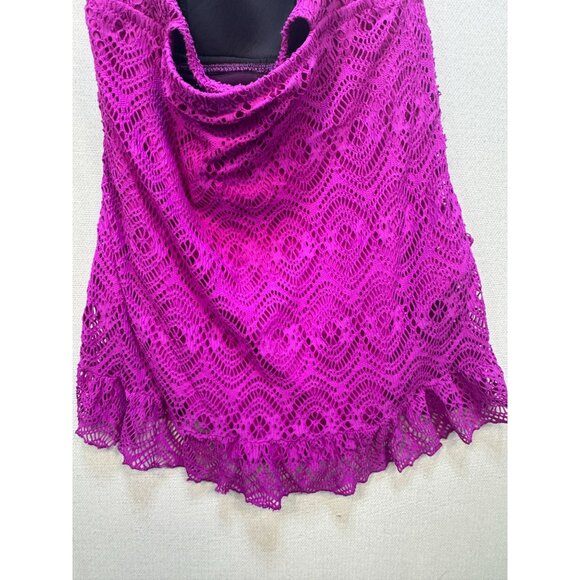 BECCA By Rebecca Virtue Halter One Piece Swimsuit Plus Size 1X Purple Chic Beach - Picture 11 of 12